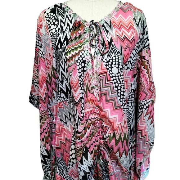 925)Emme Jordan Beach Multicolor Abstract Print Cover Up Swimwear Dress One Size - Picture 5 of 8